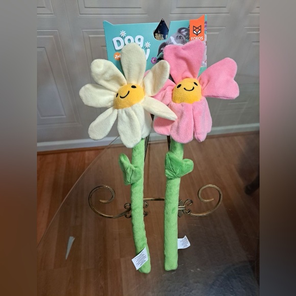 Brand New Multicolor Set Of Flowers  Clinker And Squeaker 16”  Interactive Toy - Picture 3 of 5